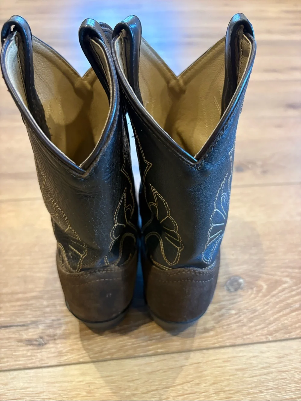 Malden Brown and Black Kids Western Cowboy Boots